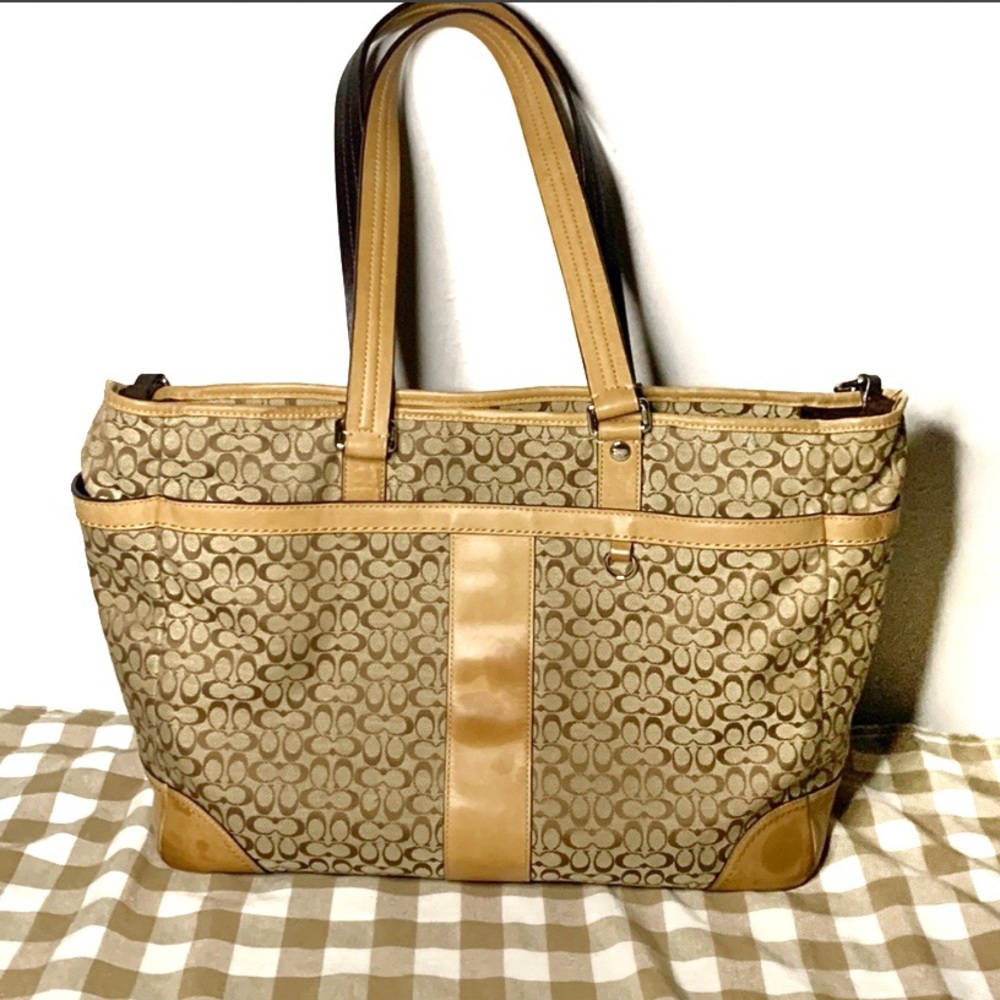 Coach Signature C Beige Canvas/ Leather Diaper Bag